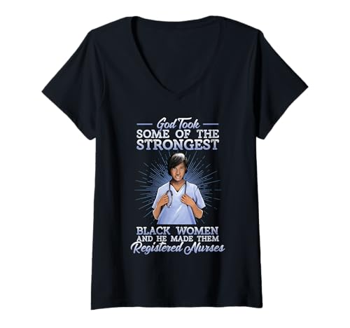 Damen Schwarze Krankenschwester Religiöse RN Christliche Wertschätzung T-Shirt mit V-Ausschnitt Damen Schwarze Krankenschwester Religiöse RN Christliche Wertschätzung T-Shirt mit V-Ausschnitt von Black Nurse Tees NYC
