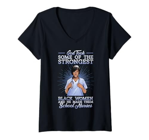 Damen Schwarze Schulkrankenschwester Religiös RN LPN Christlicher Schulgott T-Shirt mit V-Ausschnitt Damen Schwarze Schulkrankenschwester Religiös RN LPN Christlicher Schulgott T-Shirt mit V-Ausschnitt von Black Nurse Tees NYC