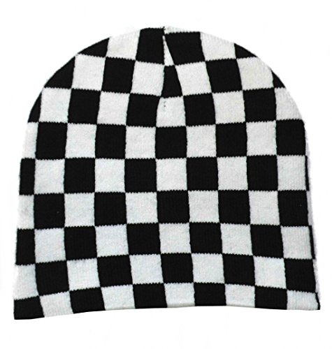 Black Out Beanie Mütze Schachmuster weiß schwarz kariert Rockabilly Punk von Black Out