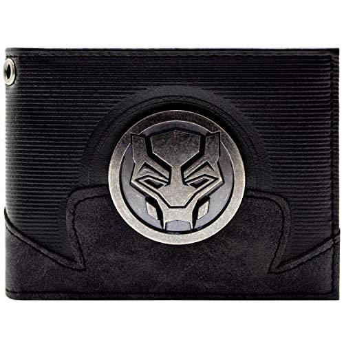 Black Panther Geprägter Anzug Metal Panther Emblem Geldbörse/Geldbeutel Bi-Fold ID & Kartenhalter, Schwarz von Black Panther
