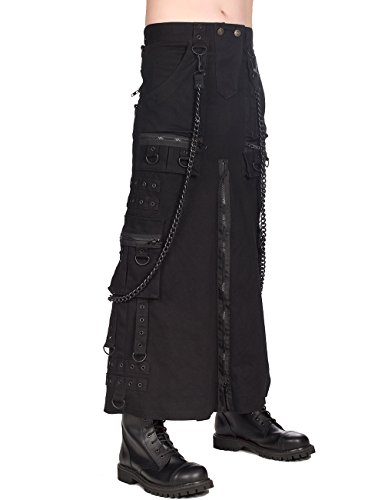 Black Pistol Herren Gothic Kilt/Rock mit Ketten - Chain Skirt Denim M von Black Pistol