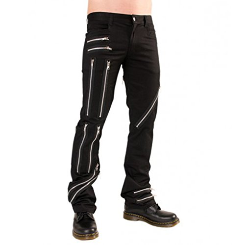 Black Pistol Herren Punk Jeans Hose - Zipper Pants Schwarz 38 von Black Pistol
