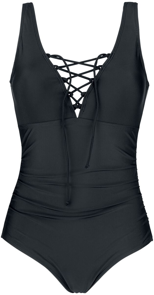 Black Premium by EMP Badeanzug - Badeanzug mit Schnürung - S bis 5XL - für Damen - Größe 4XL - schwarz von Black Premium by EMP