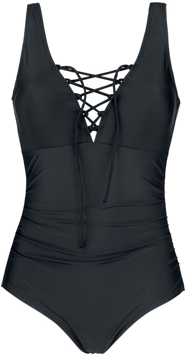 Black Premium by EMP Badeanzug - Badeanzug mit Schnürung - S bis 5XL - für Damen - Größe XL - schwarz von Black Premium by EMP