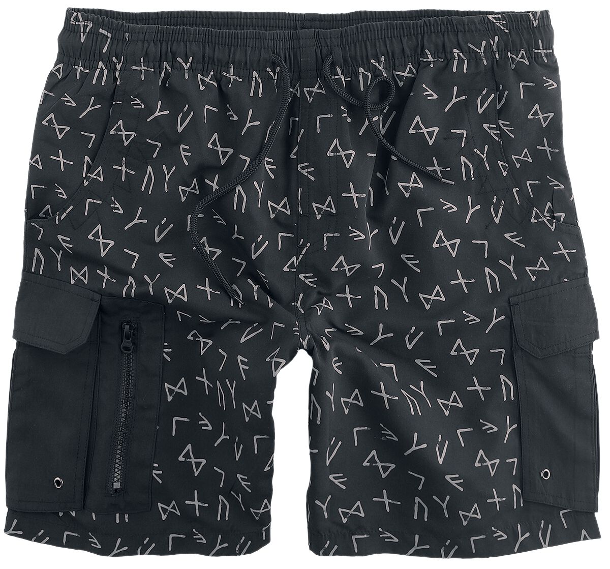 Black Premium by EMP Badeshort - Badeshorts mit Runen- Print - S bis XL - für Männer - Größe S - grau von Black Premium by EMP