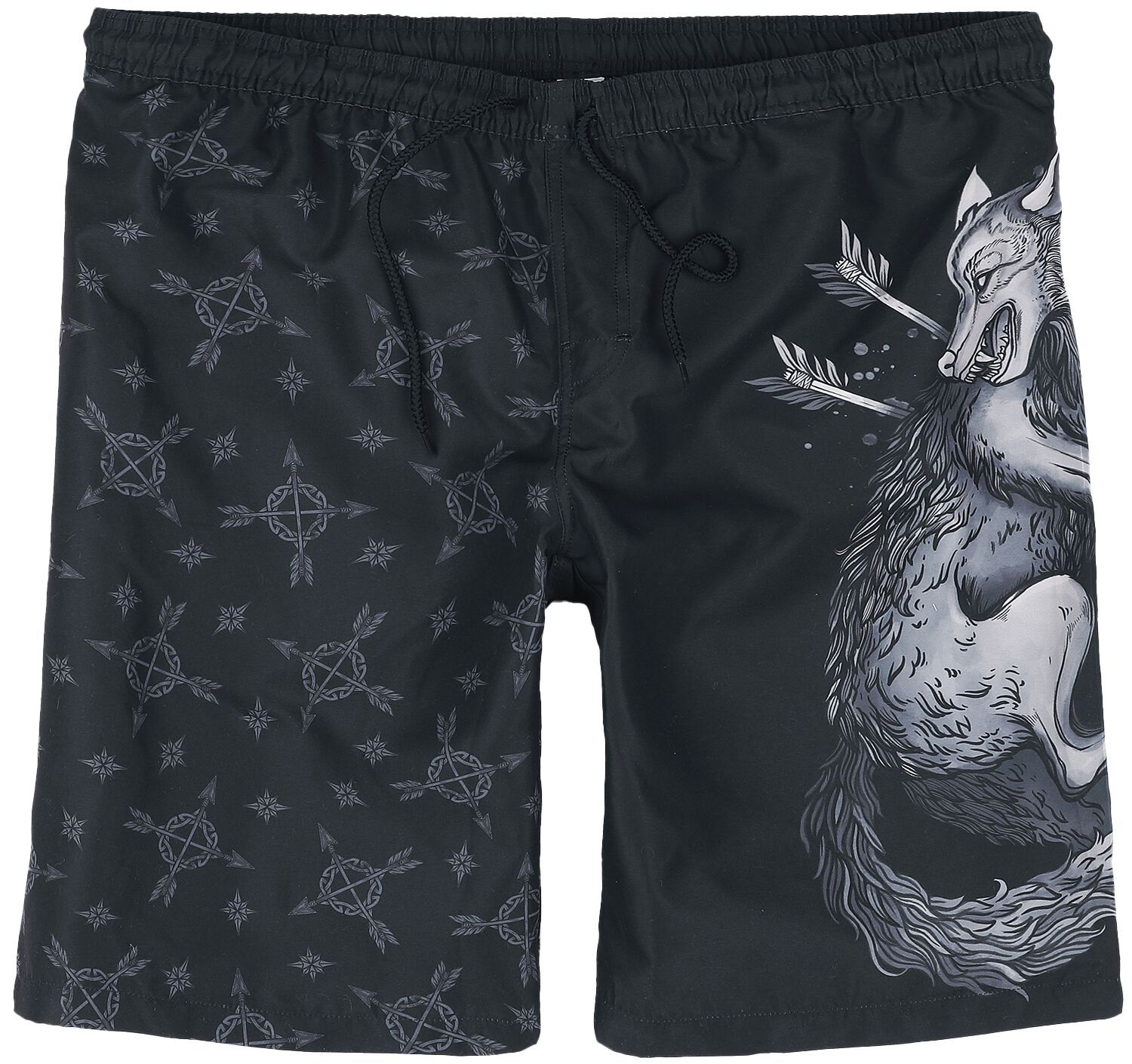 Black Premium by EMP Badeshort - Swim Shorts With Wolf Print - S bis XXL - für Männer - Größe L - schwarz von Black Premium by EMP