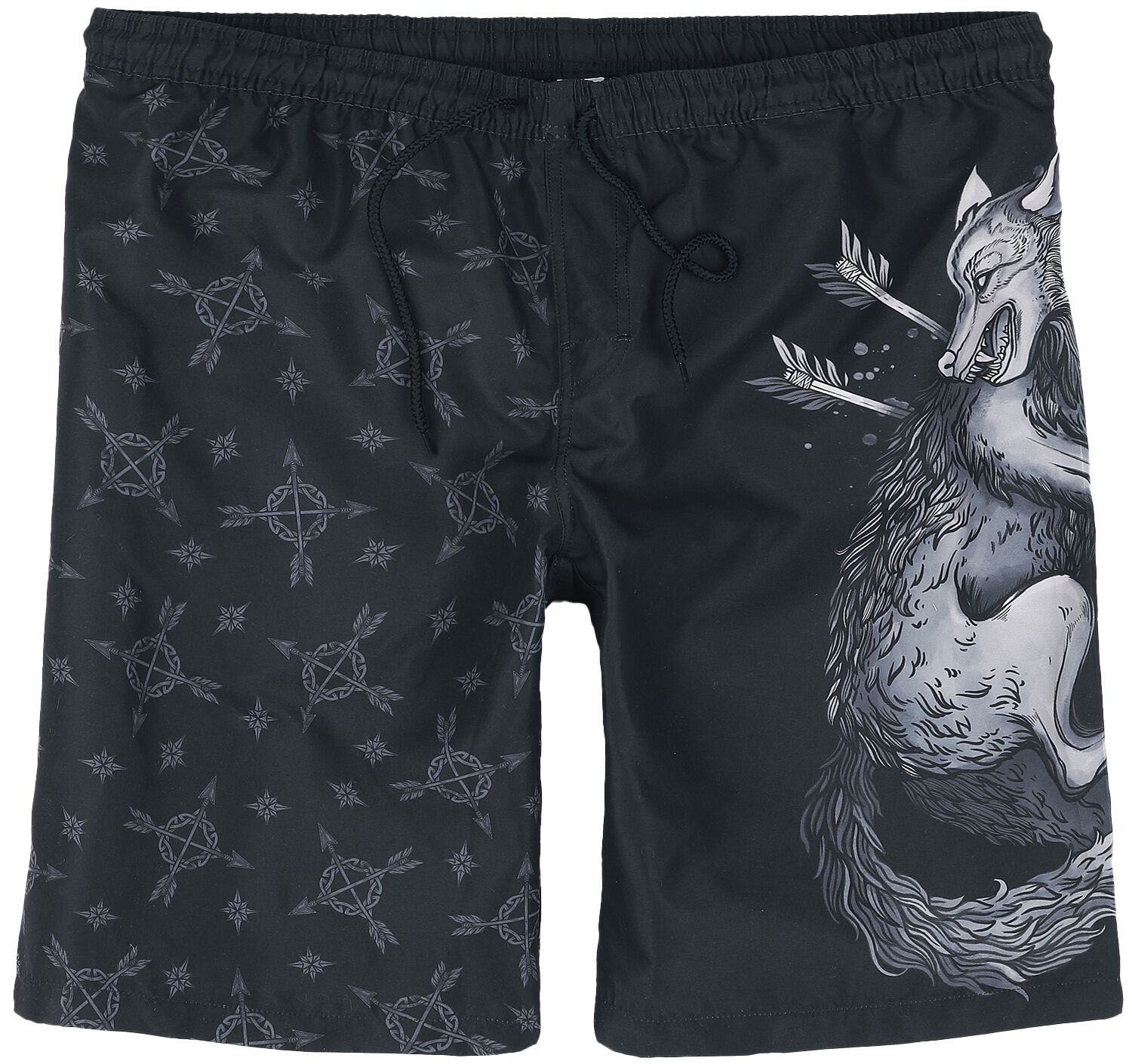 Black Premium by EMP Badeshort - Swim Shorts With Wolf Print - S bis XXL - für Männer - Größe M - schwarz von Black Premium by EMP