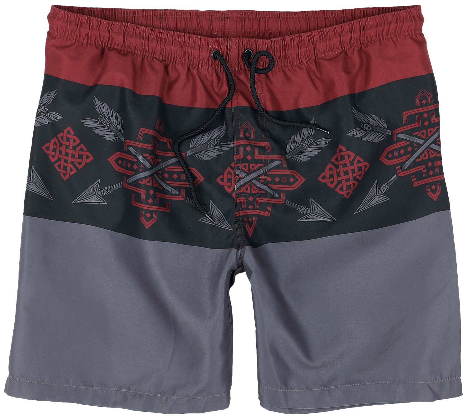 Black Premium by EMP Badeshort - Tricolor Swim Shorts with Arrow Print - S bis XXL - für Männer - Größe L - rot/schwarz von Black Premium by EMP