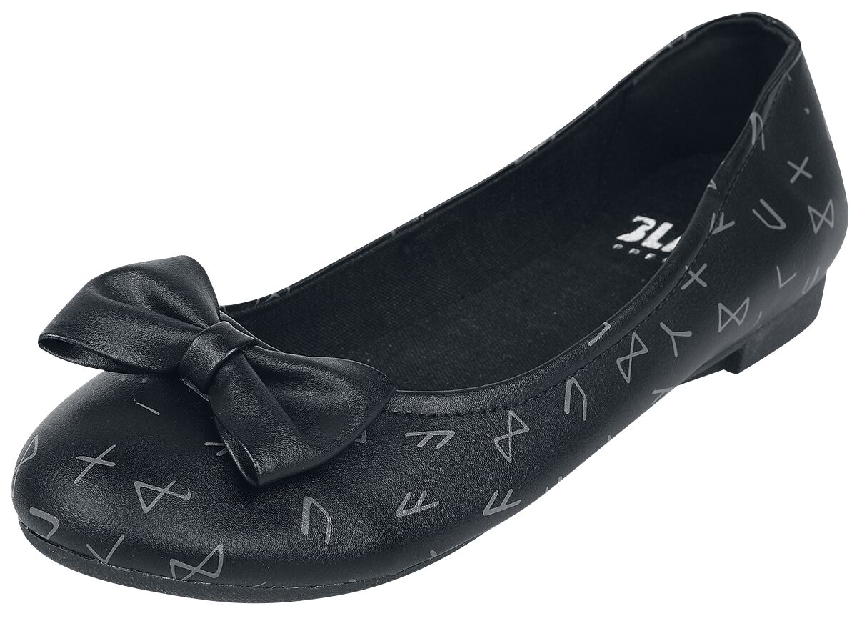 Black Premium by EMP Ballerina - Ballerinas mit Schleife und Print - EU37 bis EU41 - für Damen - Größe EU38 - schwarz von Black Premium by EMP