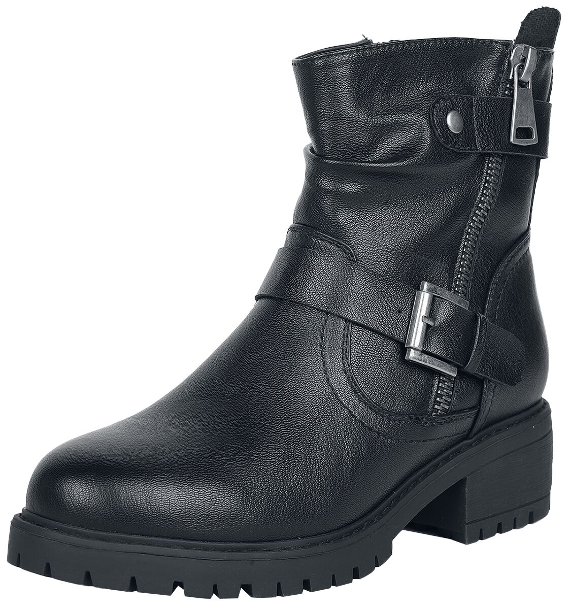 Black Premium by EMP Bikerboot - Biker Boots With Zipper And Buckles - EU37 bis EU41 - für Damen - Größe EU38 - schwarz von Black Premium by EMP