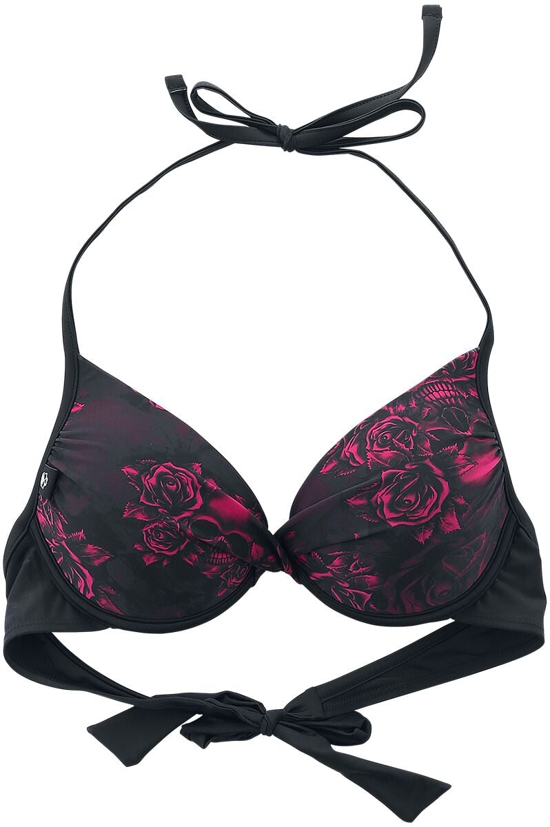 Black Premium by EMP Bikini-Oberteil - Schwarzes Bikinioberteil mit Skull & Roses Motiv - S bis XXL - für Damen - Größe S - schwarz von Black Premium by EMP