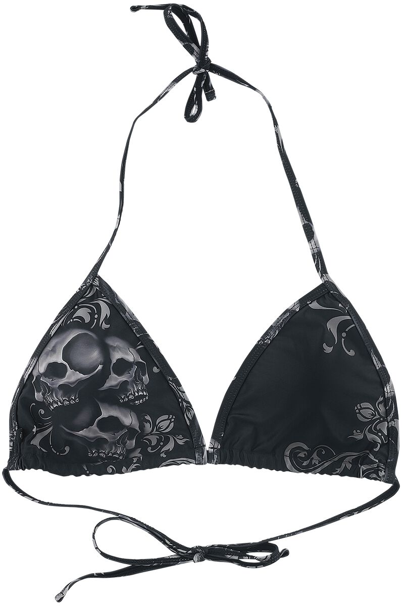 Black Premium by EMP Bikini-Oberteil - Schwarzes Triangel-Bikinioberteil mit Skull-Print - S bis XXL - für Damen - Größe L - schwarz von Black Premium by EMP