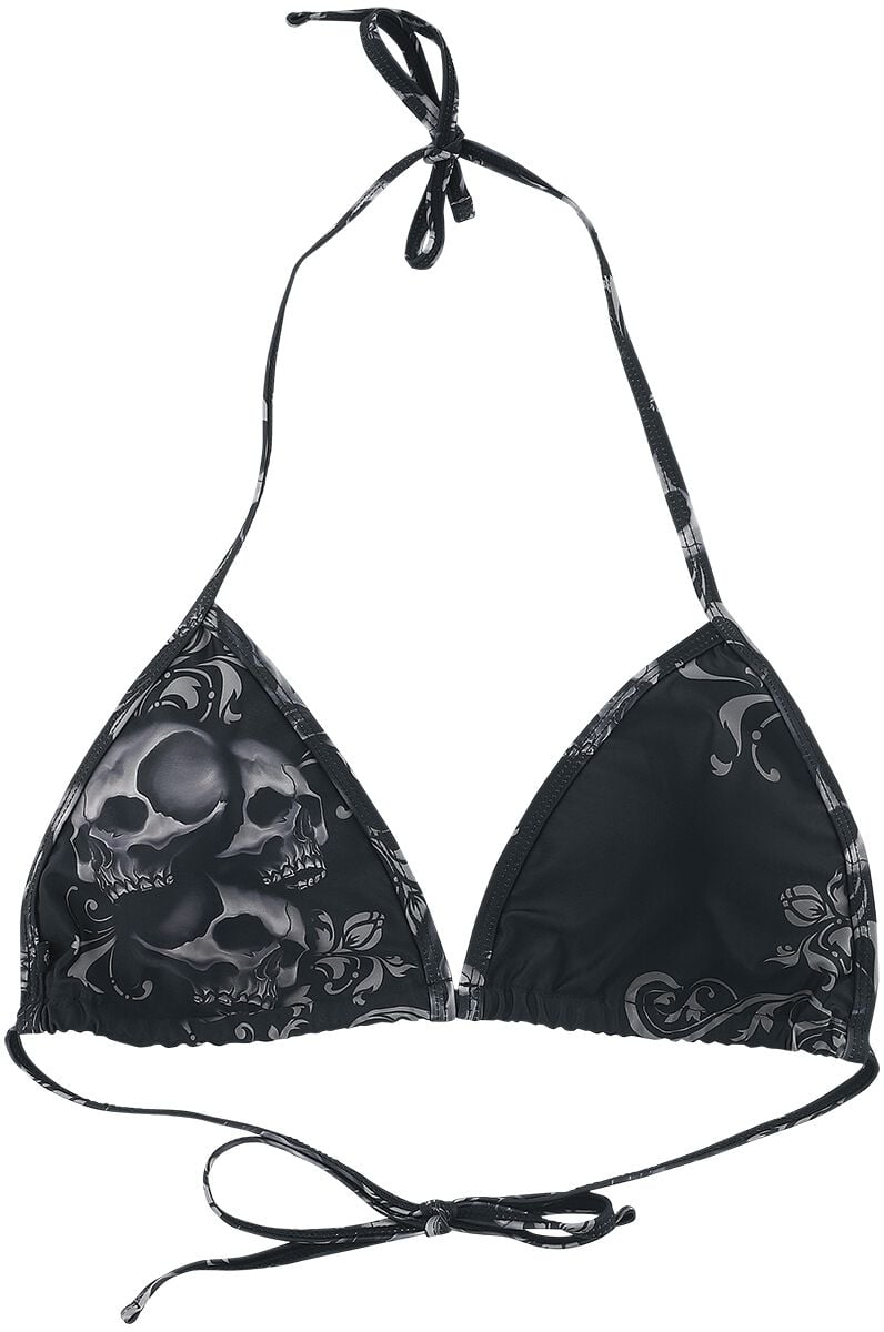 Black Premium by EMP Bikini-Oberteil - Schwarzes Triangel-Bikinioberteil mit Skull-Print - S bis XXL - für Damen - Größe M - schwarz von Black Premium by EMP