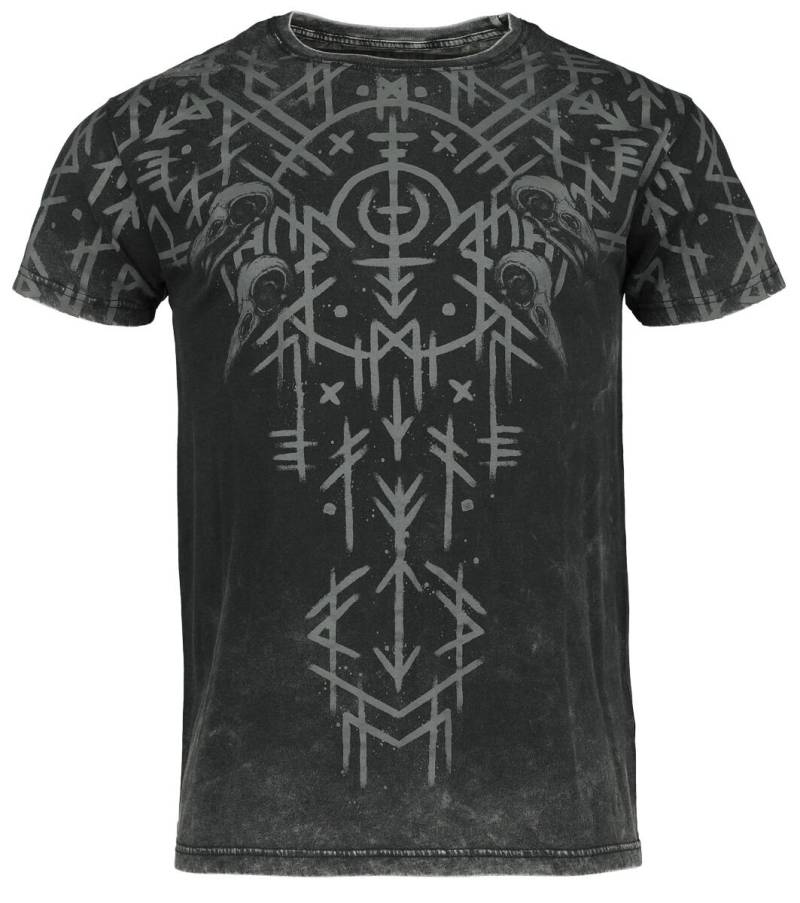 Black Premium by EMP Black Washed T-Shirt With Runes And Skulls T-Shirt schwarz in XXL von Black Premium by EMP