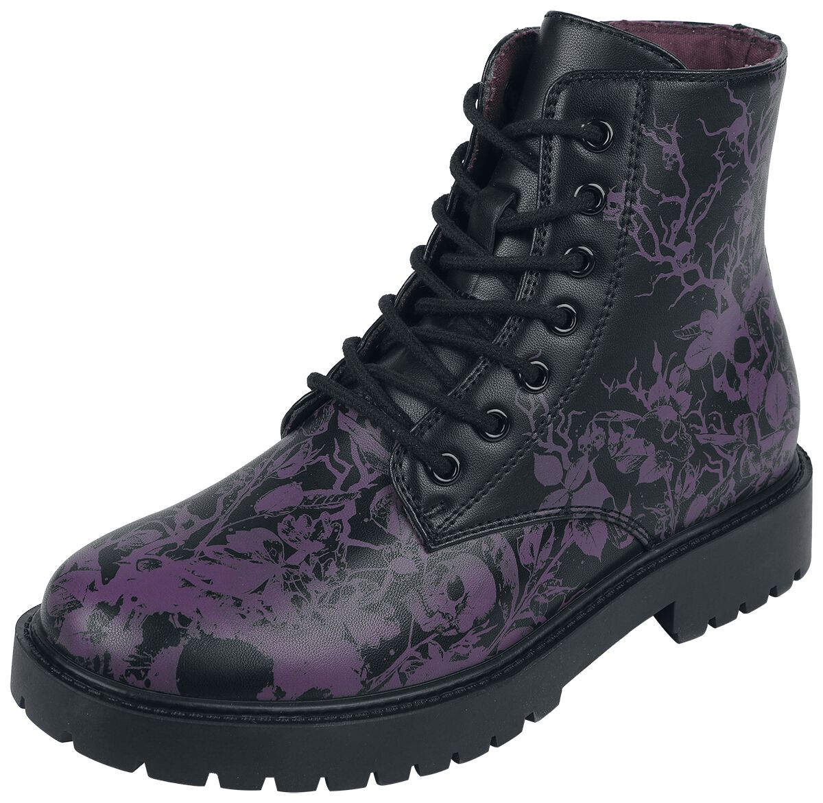 Black Premium by EMP Boot - Boots with Floral Skull Print - EU37 bis EU41 - für Damen - Größe EU39 - schwarz von Black Premium by EMP