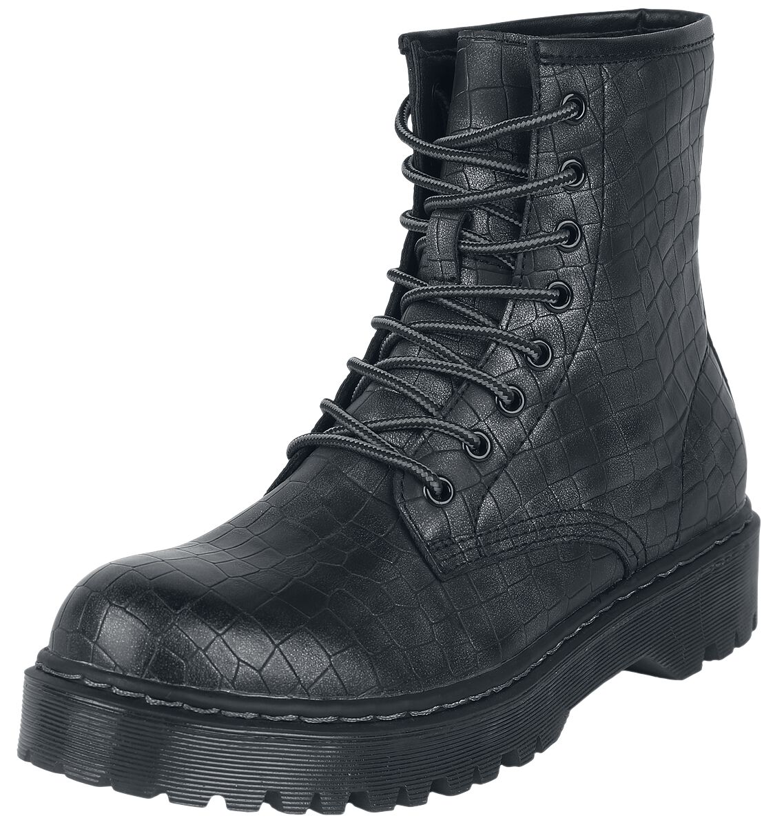 Black Premium by EMP Boot - Schnürboots mit Krokodilhautmuster - EU37 bis EU41 - für Damen - Größe EU38 - schwarz von Black Premium by EMP