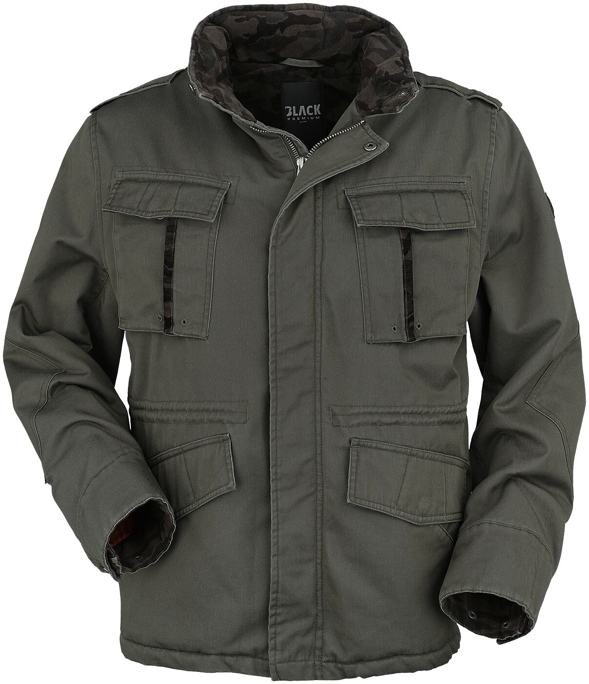 Black Premium by EMP - Camouflage/Flecktarn Winterjacke - Jacket with hidden hood - S bis XXL - für Männer - Größe S - oliv/olivcamo von Black Premium by EMP
