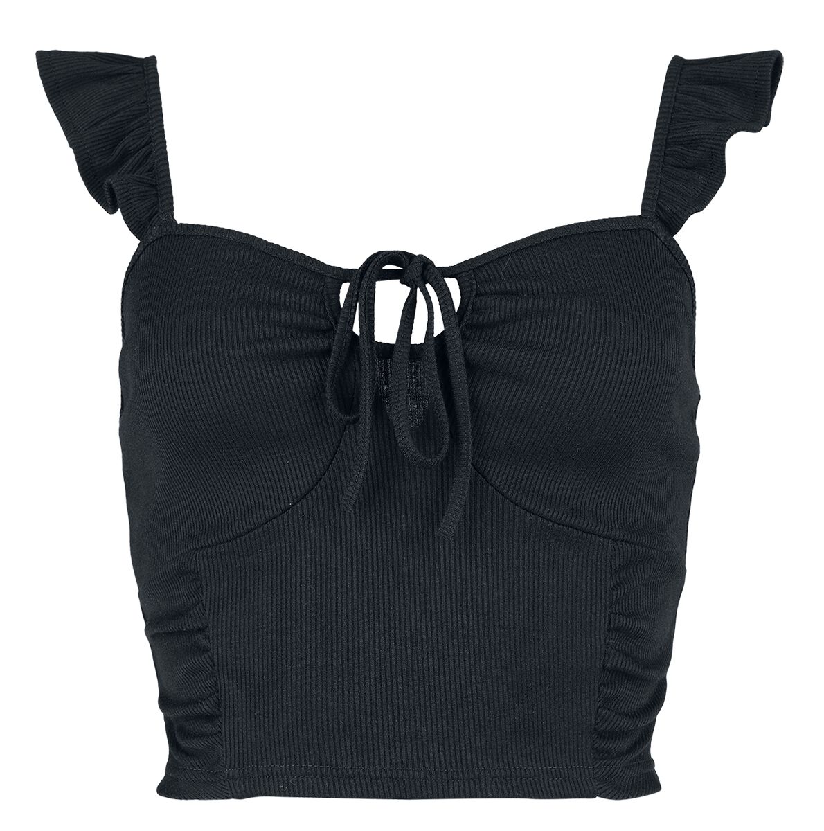 Black Premium by EMP Crop Top With Ruffles And Lacing Top schwarz in M von Black Premium by EMP