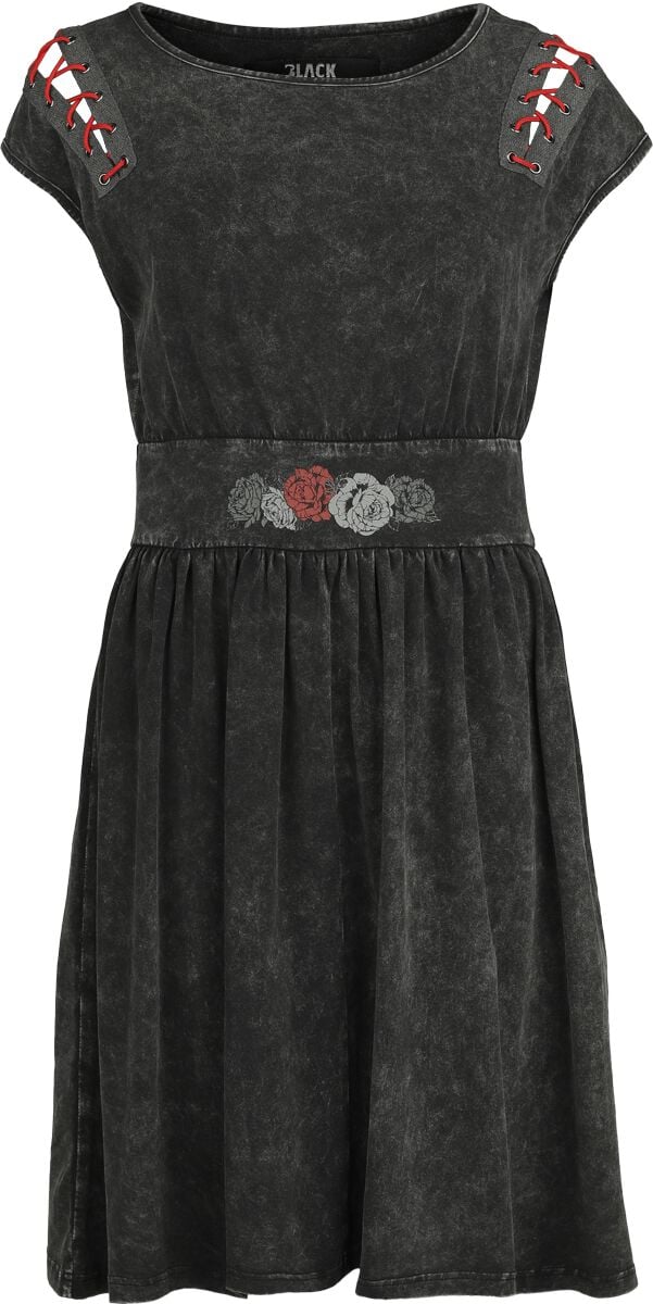 Black Premium by EMP Cut Out Dress with Roses Mittellanges Kleid schwarz in L von Black Premium by EMP