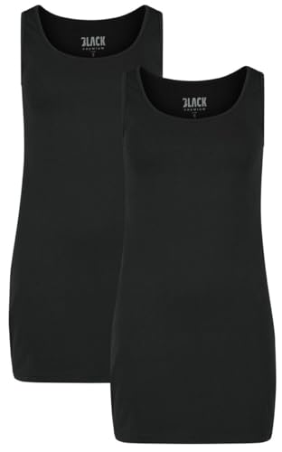 Black Premium by EMP Damen Basic Doppelpack Tops in schwarz - angenehmer, weicher Baumwollstoff XL von Black Premium by EMP
