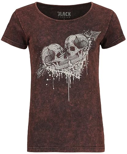 Black Premium by EMP Damen dunkelrotes T-Shirt mit Totenkopf-Print L von Black Premium by EMP