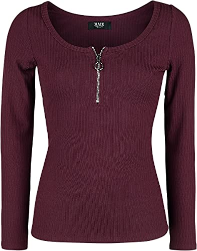 Black Premium by EMP Damen Bordeaux Langarmshirt mit Reißverschluss im Rundhalsausschnitt S von Black Premium by EMP