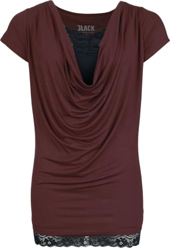 Black Premium by EMP Damen Bordeaux-rotes T-Shirt mit schwarzem Top 2-in-1 XXL von Black Premium by EMP