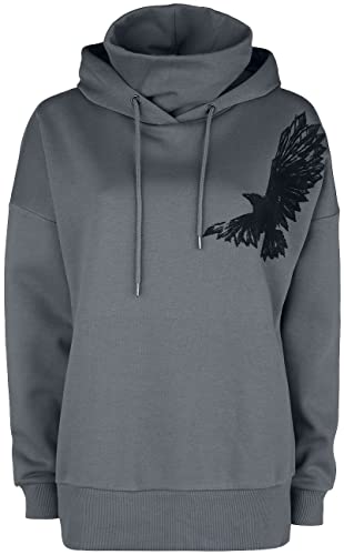 Black Premium by EMP Damen Grauer Kapuzenpullover mit integriertem Kragen L von Black Premium by EMP