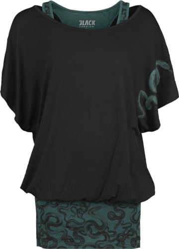 Black Premium by EMP Damen Schwarze/grünes T-Shirt mit Schlangen S von Black Premium by EMP