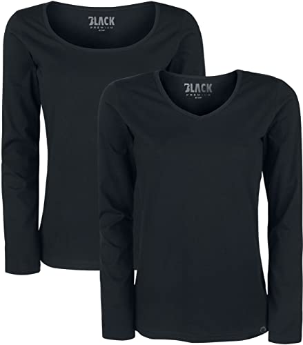 Black Premium by EMP Damen Schwarze Basic Langarmshirts im 2er Pack 5XL von Black Premium by EMP