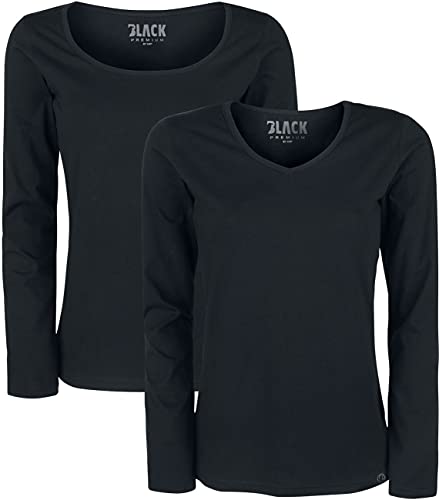 Black Premium by EMP Damen Schwarze Basic Langarmshirts im 2er Pack XXL von Black Premium by EMP