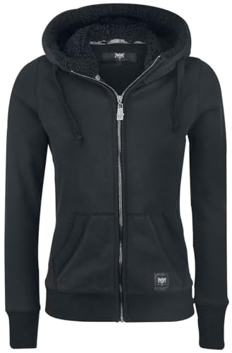 Black Premium by EMP Damen Schwarze Kapuzenjacke mit Teddyfell-Kapuze S von Black Premium by EMP