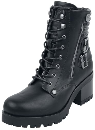 Black Premium by EMP Damen Schwarze Schnürboots mit Schnallen und Absatz EU41 von Black Premium by EMP