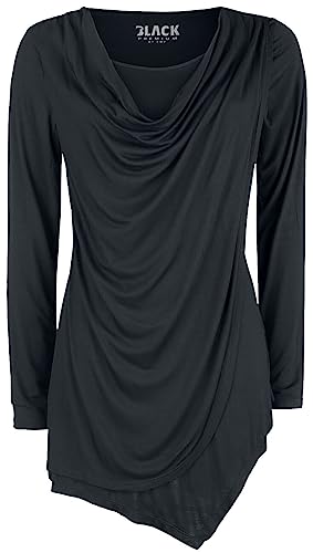 Black Premium by EMP Damen Schwarzes Langarmshirt mit Wasserfallausschnitt 3XL von Black Premium by EMP