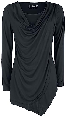 Black Premium by EMP Damen Schwarzes Langarmshirt mit Wasserfallausschnitt L von Black Premium by EMP