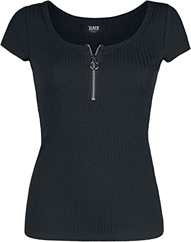 Black Premium by EMP Damen Schwarzes T-Shirt mit Reißverschluss im Ausschnitt 3XL von Black Premium by EMP