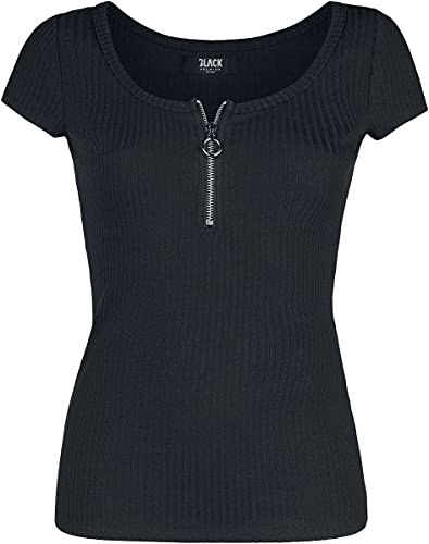 Black Premium by EMP Damen Schwarzes T-Shirt mit Reißverschluss im Ausschnitt S von Black Premium by EMP