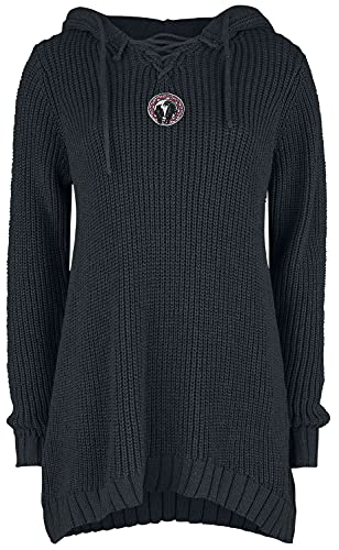 Black Premium by EMP Damen Strickpullover mit Kapuze und Schnürung L von Black Premium by EMP