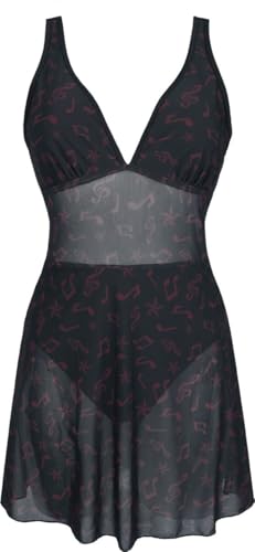 Full Volume by EMP Damen schwarz-dunkelroter Badeanzug mit Allover Print M von Black Premium by EMP