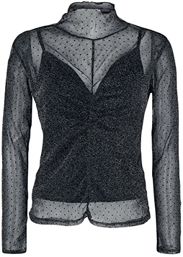 Black Premium by EMP Damen Transparentes Langarmshirt mit Punkten und Lurexfäden L von Black Premium by EMP