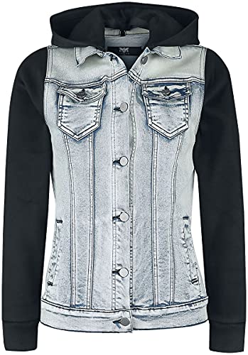 Black Premium by EMP Damen blau-schwarze Jeansjacke mit Sweat-Ärmeln M von Black Premium by EMP
