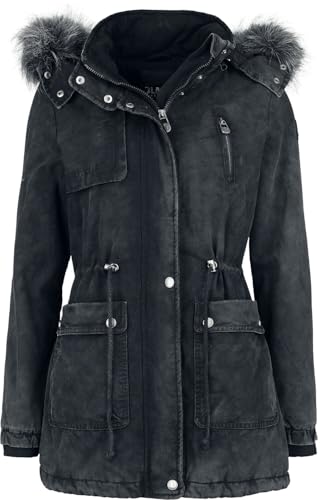 Black Premium by EMP Damen dunkelgraue Winterjacke mit kuschelig warmen Teddyfell L von Black Premium by EMP