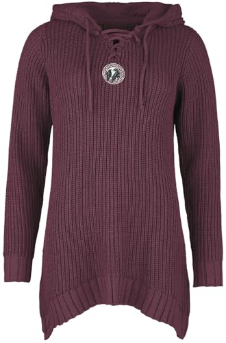 Black Premium by EMP Damen dunkelroter Strickpullover mit Kapuze und Schnürung L von Black Premium by EMP