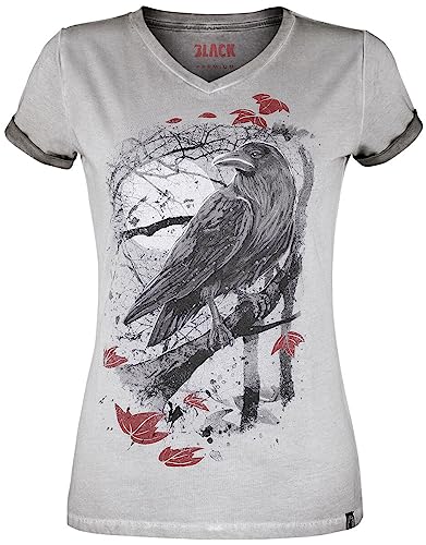 Black Premium by EMP Damen graues T-Shirt mit Rabenprint 3XL von Black Premium by EMP