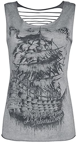 Black Premium by EMP Damen graues Top mit Cut-Outs und Print grau M von Black Premium by EMP