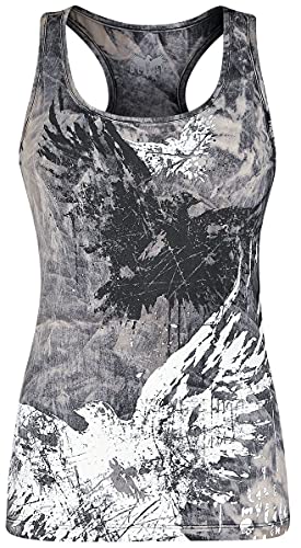 Black Premium by EMP Damen graues Top mit rockigem Allover-Print M von Black Premium by EMP