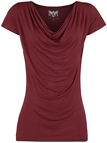Black Premium by EMP Damen rotes Basic T-Shirt mit Wasserfall-Auschnitt M von Black Premium by EMP