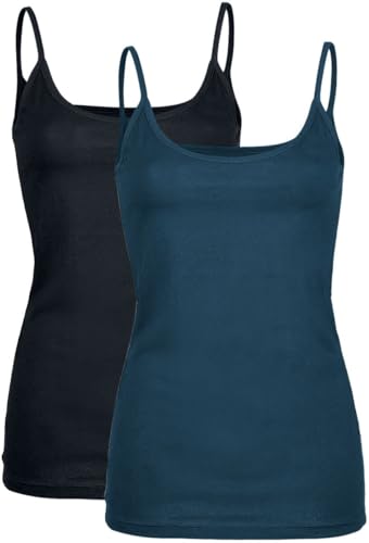 Black Premium by EMP Damen schwarz-Blaue Basic Tops im Doppelpack L von Black Premium by EMP