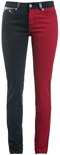 Black Premium by EMP Damen schwarz-rote Stoffhose Slim-Fit im Colourblock-Design W27L32 von Black Premium by EMP