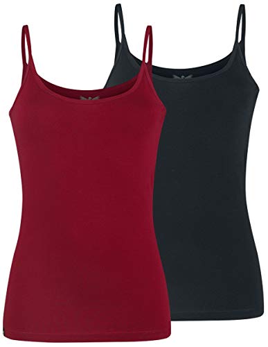 Black Premium by EMP Damen schwarz-rote Tops im Doppelpack 3XL von Black Premium by EMP